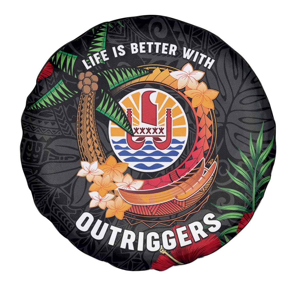 French Polynesia Outrigger Canoe Race Spare Tire Cover Tropical Vibe LT05 - Polynesian Pride
