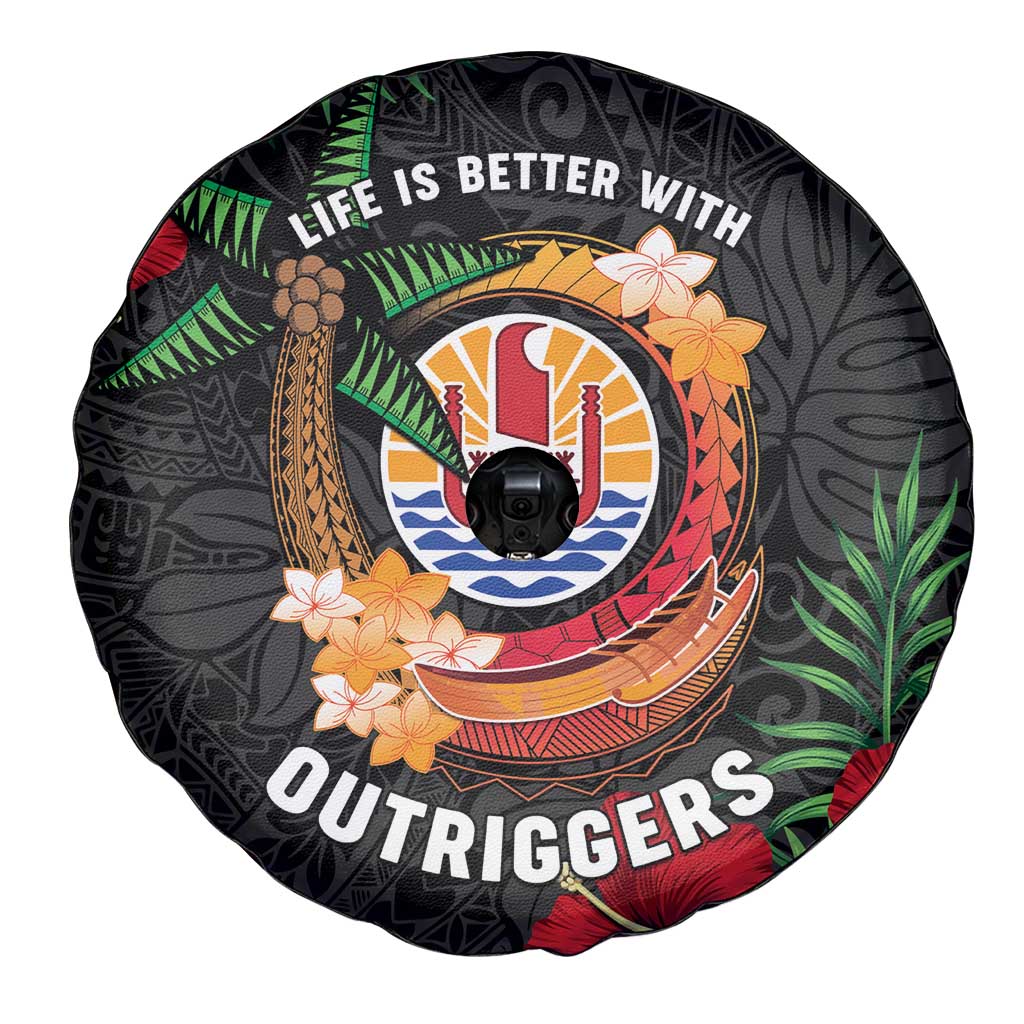 French Polynesia Outrigger Canoe Race Spare Tire Cover Tropical Vibe LT05 - Polynesian Pride