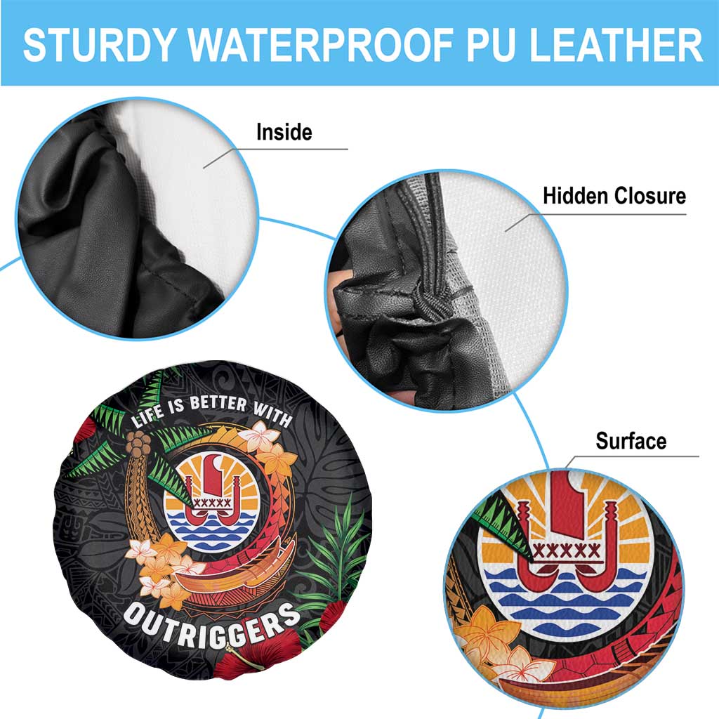 French Polynesia Outrigger Canoe Race Spare Tire Cover Tropical Vibe LT05 - Polynesian Pride