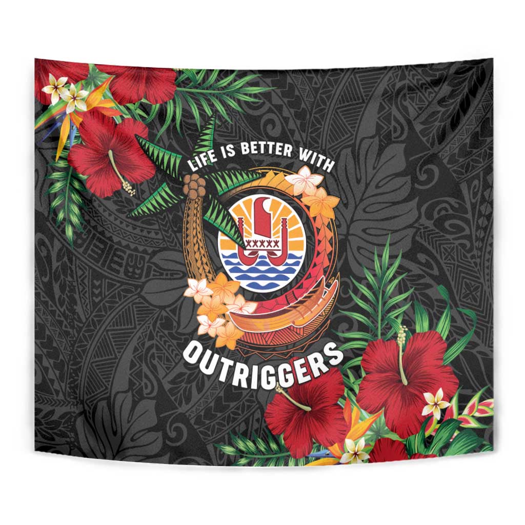 French Polynesia Outrigger Canoe Race Tapestry Tropical Vibe LT05 - Polynesian Pride