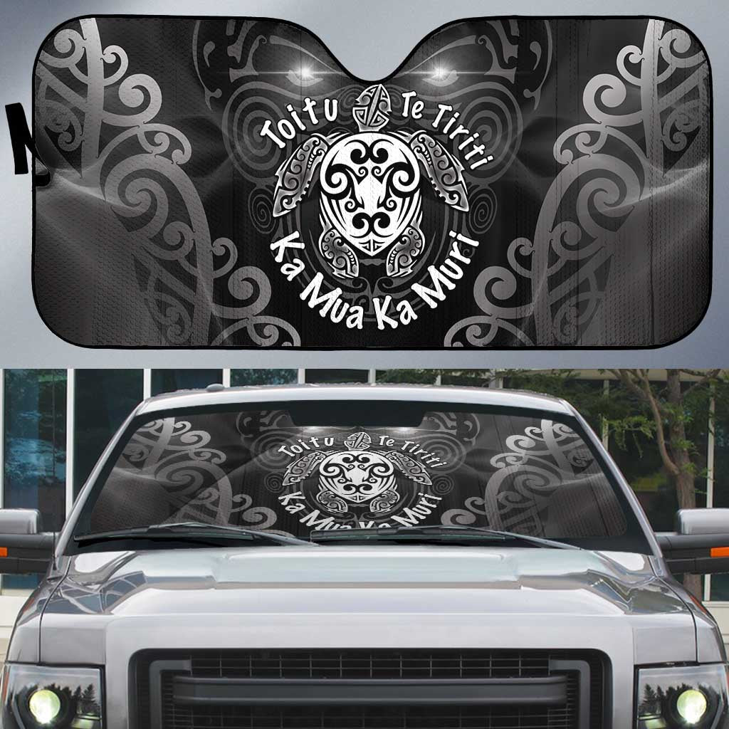 Aotearoa Toitu Te Tiriti Auto Sun Shade Ka Mua Ka Muri LT05 Black - Polynesian Pride