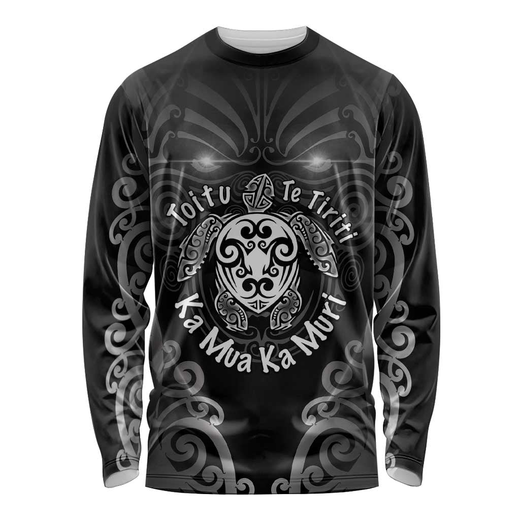 Aotearoa Toitu Te Tiriti Long Sleeve Shirt Ka Mua Ka Muri LT05 Unisex Black - Polynesian Pride
