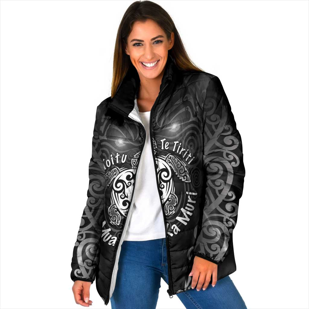 Aotearoa Toitu Te Tiriti Padded Jacket Ka Mua Ka Muri LT05 Women Black - Polynesian Pride