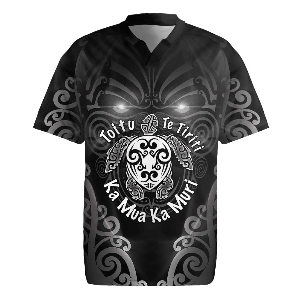 Aotearoa Toitu Te Tiriti Rugby Jersey Ka Mua Ka Muri LT05 Black - Polynesian Pride