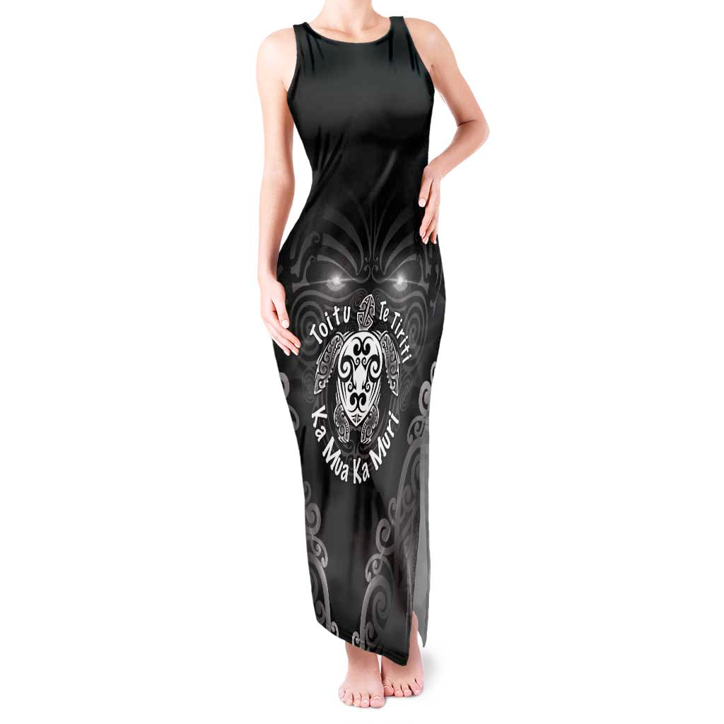 Aotearoa Toitu Te Tiriti Tank Maxi Dress Ka Mua Ka Muri LT05 Women Black - Polynesian Pride
