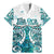 New Zealand Aotearoa Kia Ora Family Matching Mermaid Dress and Hawaiian Shirt Paua Shell Maori Silver Fern LT05 Dad's Shirt - Short Sleeve Turquoise - Polynesian Pride