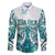 New Zealand Aotearoa Kia Ora Family Matching Summer Maxi Dress and Hawaiian Shirt Paua Shell Maori Silver Fern LT05 Dad's Shirt - Long Sleeve Turquoise - Polynesian Pride