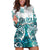 New Zealand Aotearoa Kia Ora Hoodie Dress Paua Shell Maori Silver Fern LT05 Turquoise - Polynesian Pride