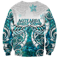 New Zealand Aotearoa Kia Ora Sweatshirt Paua Shell Maori Silver Fern LT05 - Polynesian Pride