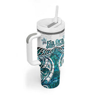 New Zealand Aotearoa Kia Ora Tumbler With Handle Paua Shell Maori Silver Fern LT05 - Polynesian Pride