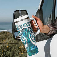 New Zealand Aotearoa Kia Ora Tumbler With Handle Paua Shell Maori Silver Fern LT05 - Polynesian Pride