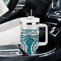 New Zealand Aotearoa Kia Ora Tumbler With Handle Paua Shell Maori Silver Fern LT05 - Polynesian Pride