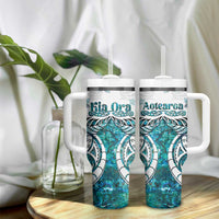 New Zealand Aotearoa Kia Ora Tumbler With Handle Paua Shell Maori Silver Fern LT05 - Polynesian Pride