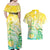 Personalised Cook Islands Kia Orana Couples Matching Off Shoulder Maxi Dress and Hawaiian Shirt Polynesian Turtle With Circle Stars LT05 - Polynesian Pride