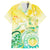 Personalised Cook Islands Kia Orana Family Matching Short Sleeve Bodycon Dress and Hawaiian Shirt Polynesian Turtle With Circle Stars LT05 Dad's Shirt - Short Sleeve Yellow - Polynesian Pride