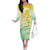 Personalised Cook Islands Kia Orana Off The Shoulder Long Sleeve Dress Polynesian Turtle With Circle Stars LT05 Women Yellow - Polynesian Pride