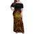 New Zealand Tamanuitera The Sun Family Matching Off Shoulder Maxi Dress and Hawaiian Shirt Maori Pattern