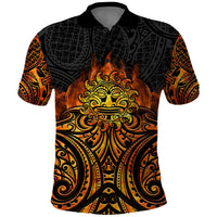 New Zealand Tamanuitera The Sun Polo Shirt Maori Pattern LT05 Orange - Polynesian Pride