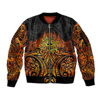 New Zealand Tamanuitera The Sun Sleeve Zip Bomber Jacket Maori Pattern LT05 Unisex Orange - Polynesian Pride