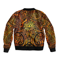 New Zealand Tamanuitera The Sun Sleeve Zip Bomber Jacket Maori Pattern LT05 - Polynesian Pride