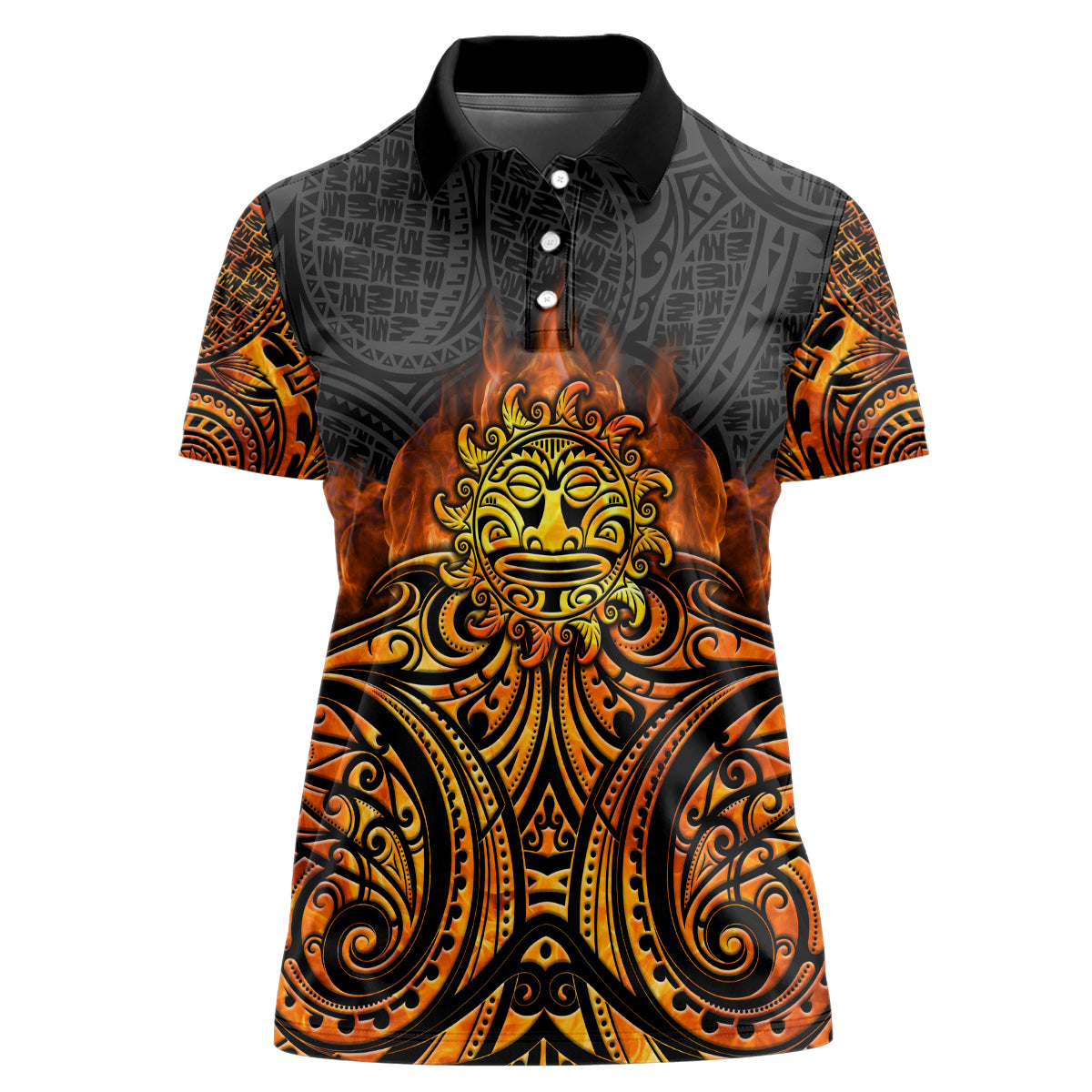 New Zealand Tamanuitera The Sun Women Polo Shirt Maori Pattern LT05 Female Orange - Polynesian Pride