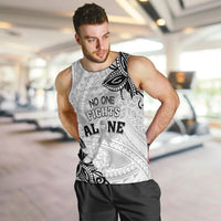 Personalised Polynesia Brain Cancer Men Tank Top No One Fights Alone LT05 White - Polynesian Pride