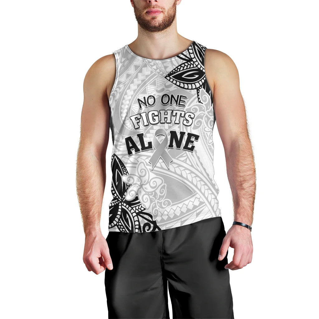 Personalised Polynesia Brain Cancer Men Tank Top No One Fights Alone LT05 - Polynesian Pride