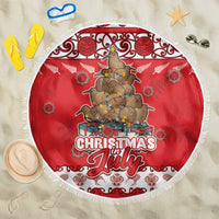 New Zealand Christmas In July Beach Blanket Maori Kiwi Xmas Tree - Red LT05 One Size 150cm Red - Polynesian Pride