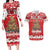 Personalised New Zealand Christmas In July Couples Matching Long Sleeve Bodycon Dress and Hawaiian Shirt Maori Kiwi Xmas Tree - Red