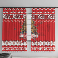 New Zealand Christmas In July Window Curtain Maori Kiwi Xmas Tree - Red LT05 With Hooks Red - Polynesian Pride
