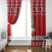 New Zealand Christmas In July Window Curtain Maori Kiwi Xmas Tree - Red LT05 - Polynesian Pride