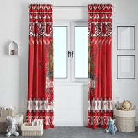 New Zealand Christmas In July Window Curtain Maori Kiwi Xmas Tree - Red LT05 - Polynesian Pride