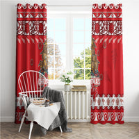 New Zealand Christmas In July Window Curtain Maori Kiwi Xmas Tree - Red LT05 - Polynesian Pride