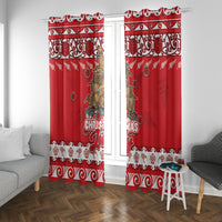 New Zealand Christmas In July Window Curtain Maori Kiwi Xmas Tree - Red LT05 With Grommets Red - Polynesian Pride