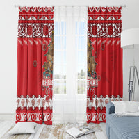 New Zealand Christmas In July Window Curtain Maori Kiwi Xmas Tree - Red LT05 - Polynesian Pride