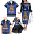 Personalised New Zealand July Christmas Family Matching Off The Shoulder Long Sleeve Dress and Hawaiian Shirt Maori Kiwi Xmas Tree - Blue