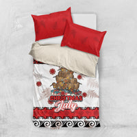 New Zealand July Christmas Bedding Set Maori Kiwi Xmas Tree - White LT05 US Twin 172cm x 218cm White - Polynesian Pride