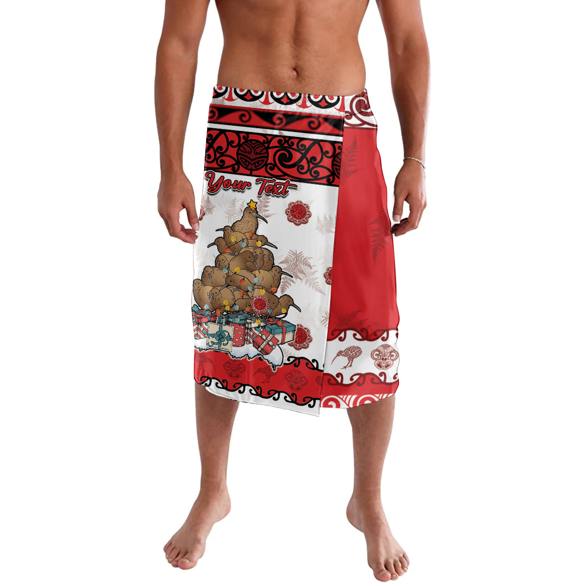 Personalised New Zealand July Christmas Lavalava Maori Kiwi Xmas Tree - White LT05 White - Polynesian Pride