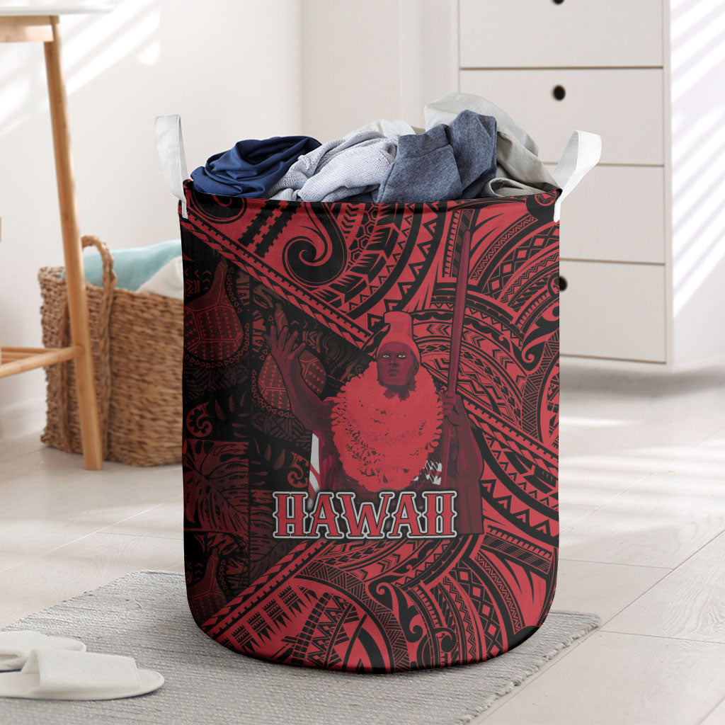 Hawaii King Kamehameha Laundry Basket With Hawaiian Ipu Motifs Red Version LT05 Red - Polynesian Pride