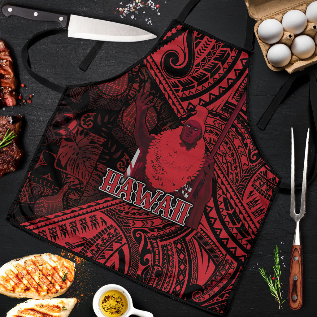 Hawaii King Kamehameha Apron With Hawaiian Ipu Motifs Red Version LT05 Red - Polynesian Pride
