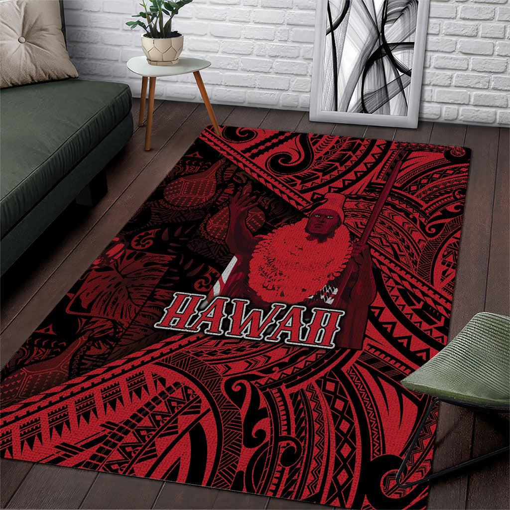 Hawaii King Kamehameha Area Rug With Hawaiian Ipu Motifs Red Version LT05 Red - Polynesian Pride