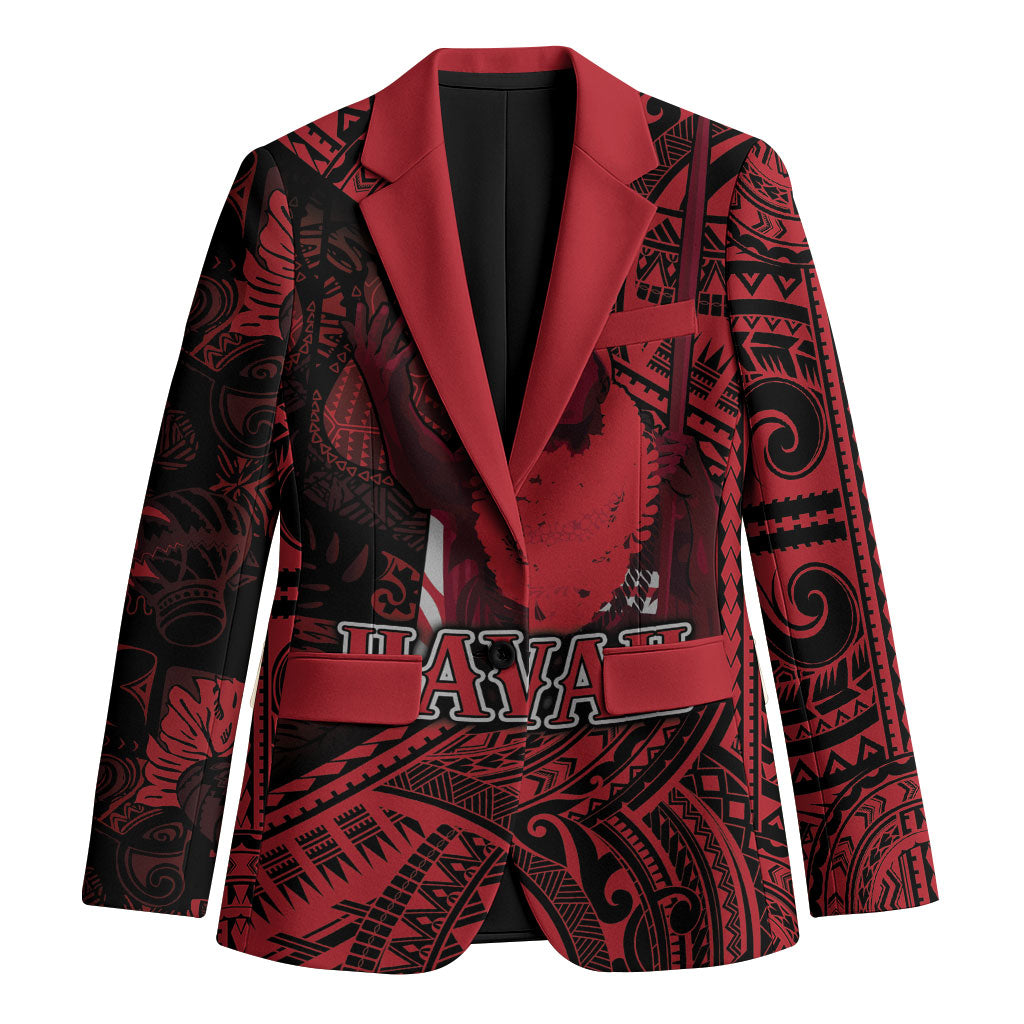Hawaii King Kamehameha Blazer With Hawaiian Ipu Motifs Red Version LT05 Unisex Red - Polynesian Pride