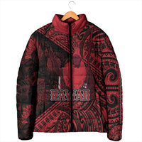Hawaii King Kamehameha Padded Jacket With Hawaiian Ipu Motifs Red Version LT05 - Polynesian Pride