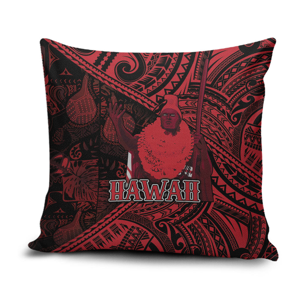 Hawaii King Kamehameha Pillow Cover With Hawaiian Ipu Motifs Red Version LT05 Red - Polynesian Pride