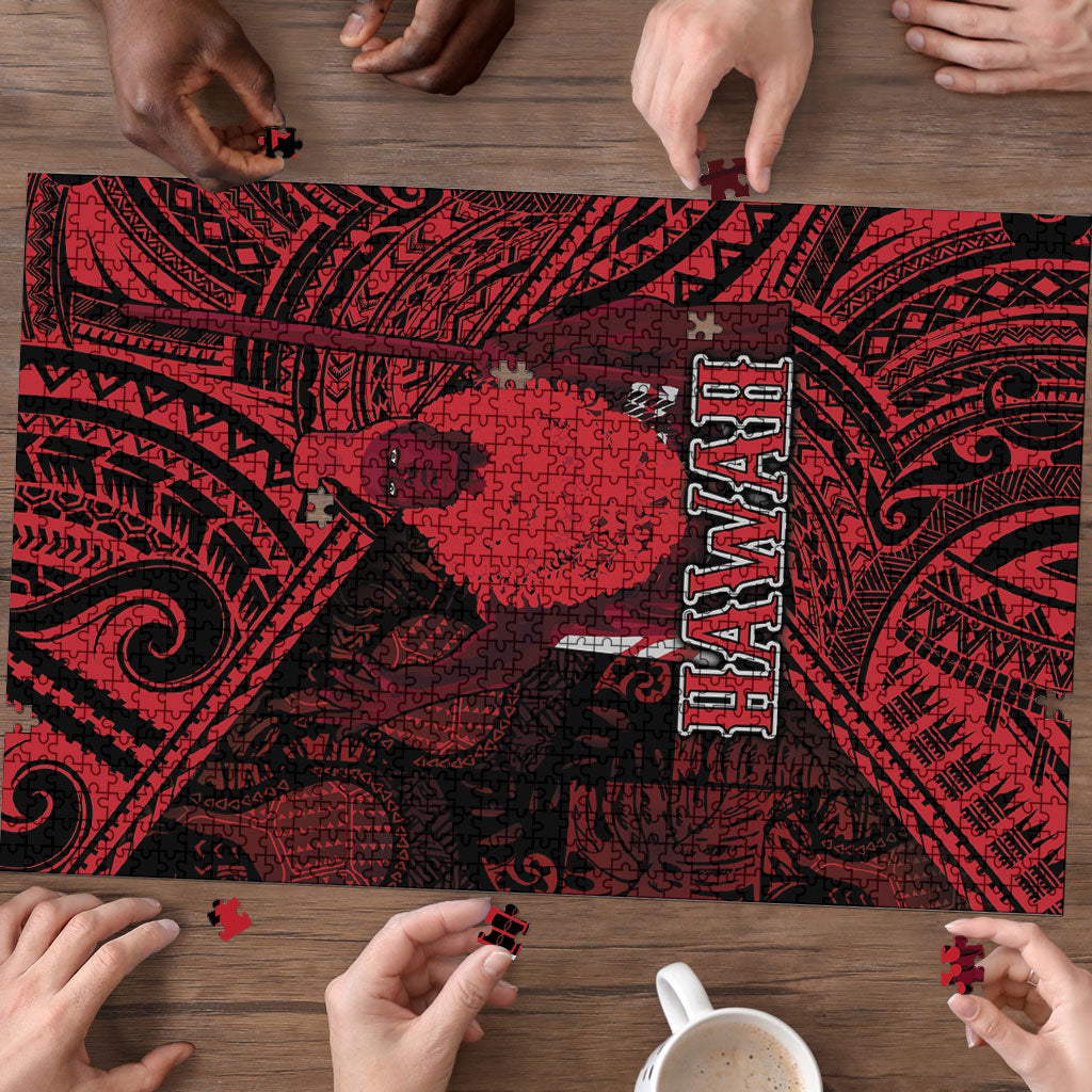 Hawaii King Kamehameha Puzzle With Hawaiian Ipu Motifs Red Version LT05 - Polynesian Pride