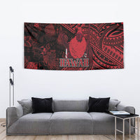 Hawaii King Kamehameha Tapestry With Hawaiian Ipu Motifs Red Version LT05 - Polynesian Pride