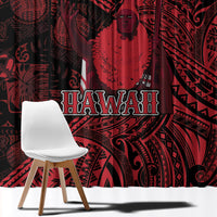 Hawaii King Kamehameha Window Curtain With Hawaiian Ipu Motifs Red Version LT05 - Polynesian Pride