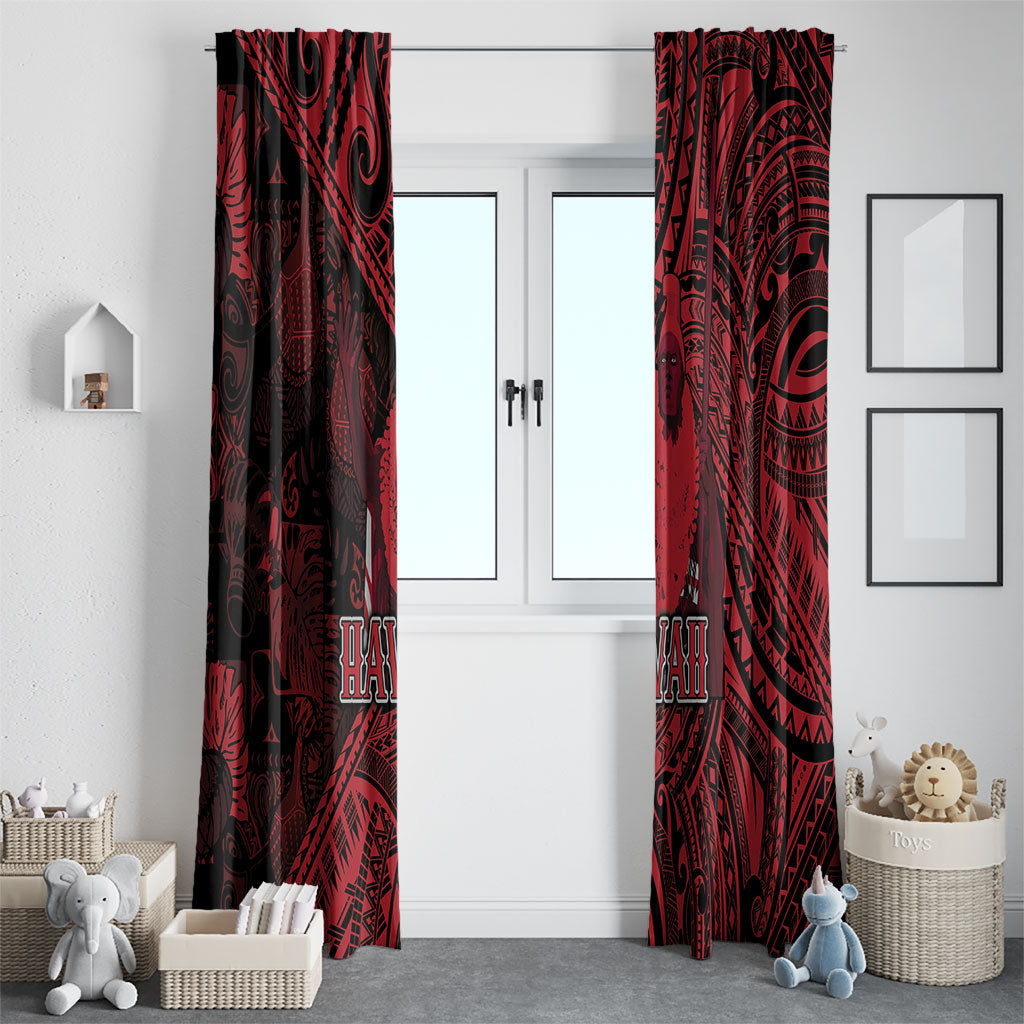 Hawaii King Kamehameha Window Curtain With Hawaiian Ipu Motifs Red Version LT05 - Polynesian Pride