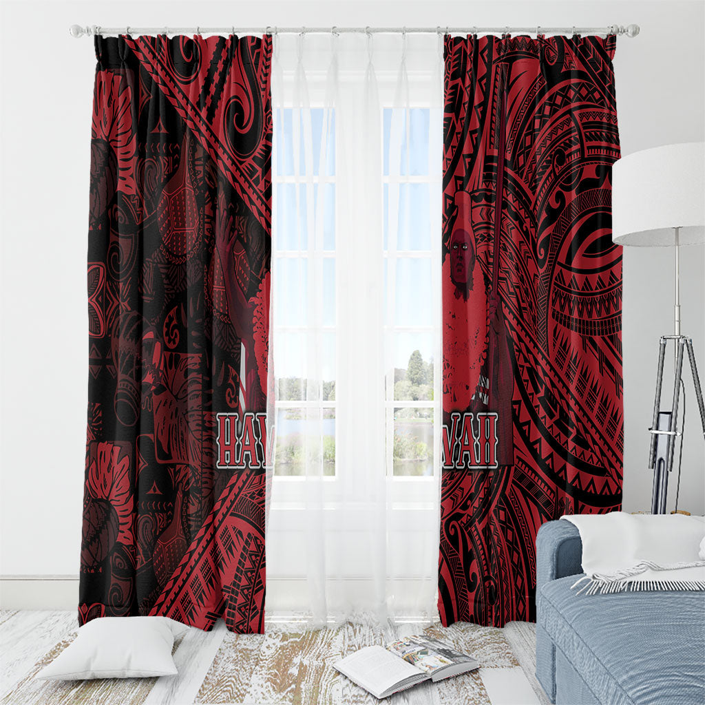 Hawaii King Kamehameha Window Curtain With Hawaiian Ipu Motifs Red Version LT05 - Polynesian Pride