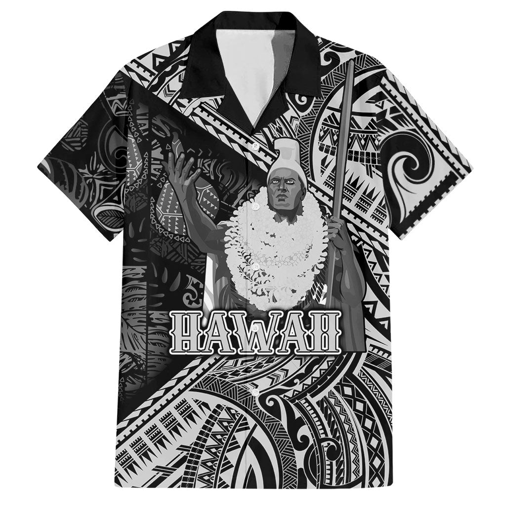 Hawaii King Kamehameha Hawaiian Shirt With Hawaiian Ipu Motifs Black Version LT05 Black - Polynesian Pride